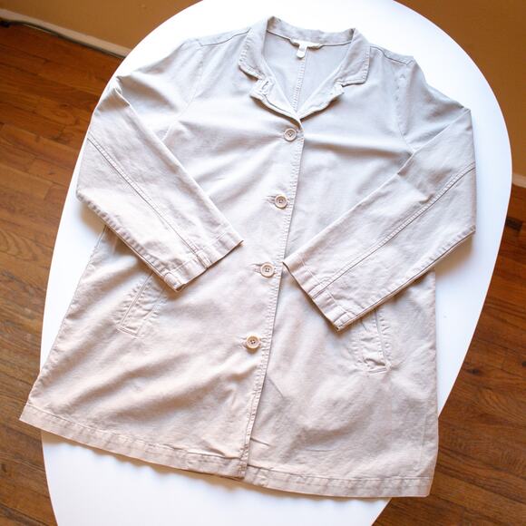 Eileen Fisher Khaki Oversized Chore Coat Size Medium - Picture 1 of 6